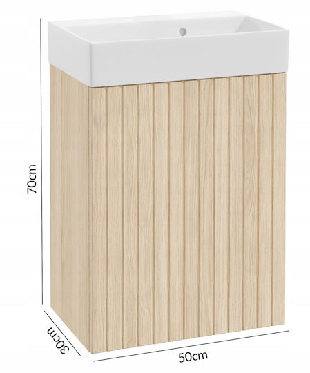 DomoDomo Bathroom Vanity Unit With Sink With Light L50xD30xH70cm Vicenza Oak