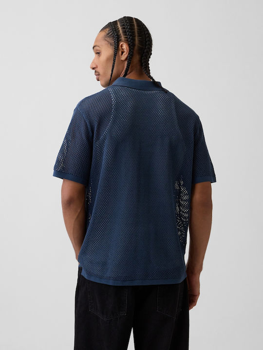 Κοντομάνικο Βαμβακερό Πουκάμισο Ριγέ Vintage Navy Blue