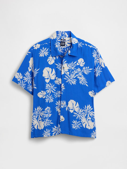 Short Sleeve Shirt Floral Blue Floral