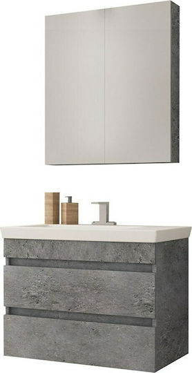 Drop Luxus 70 +6BIS070PC+5KLX060GT+6FEV00002 Blat cu Lavoar & Oglindă L68xW40xH50cm Granit