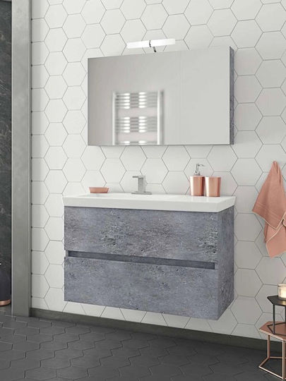 Drop Luxus 85 Blat cu Lavoar & Oglindă L80xW40xH50cm Granit