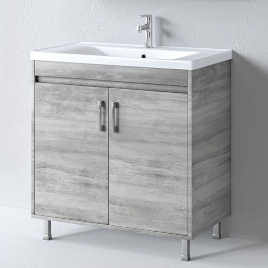 Martin Savina 80 Countertop with Sink & Mirror L78xW44xH72cm Cupboard Cement