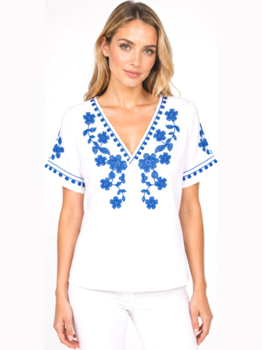 Short Sleeve Women's Shirt Blue SC-Q8307-26SH-BLUE