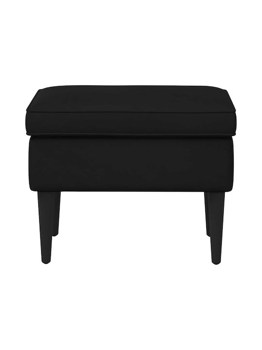 Velvet Upholstered Black Footstool 55x35x41cm