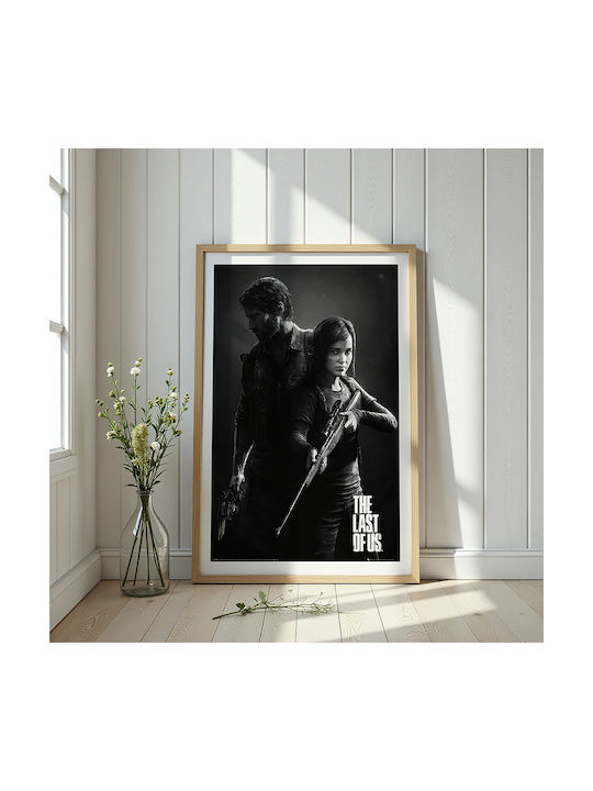 Gaming Poster Last Us Joel & Ellie Gm2391 40cm X 50cm Frame Natural Wooden Beige