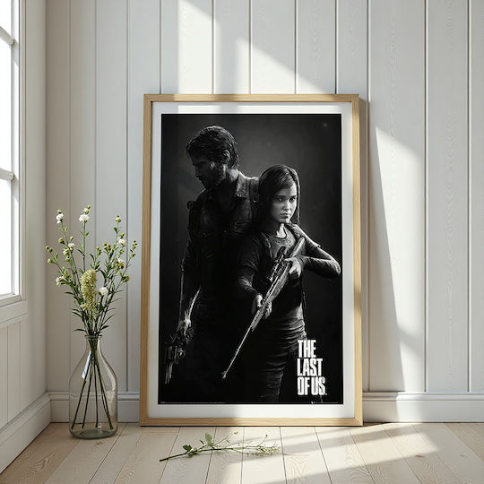 Gaming Poster Last Us Joel & Ellie Gm2391 40cm X 50cm Frame Natural Wooden Beige