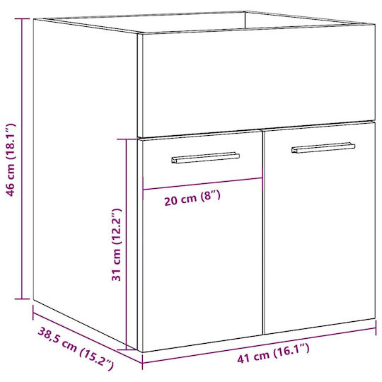 vidaXL Countertop without Sink L41xW38.5xH46cm Oaks