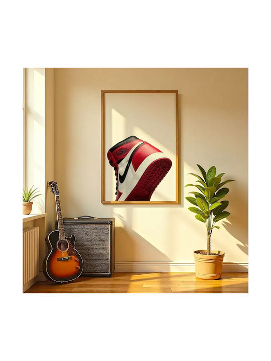 Poster Chicago Air Jordan 1 Snk41a 40cm X 50cm Κορνίζα Φυσικό Ξύλου Μπεζ