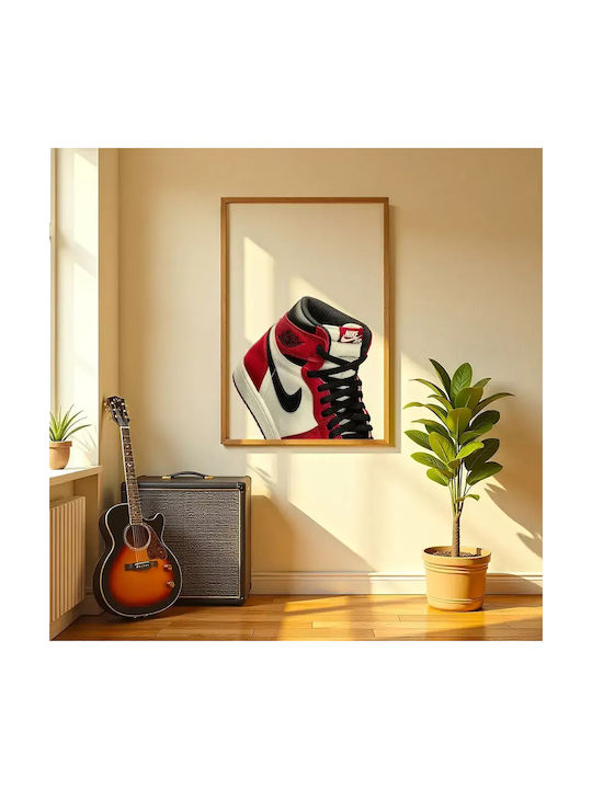 Poster Chicago Air Jordan 1 Snk41b 40cm X 50cm Frame Natural Wood Beige
