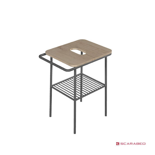 Scarabeo Fuji Blat cu Lavoar L59xW45xH77cm Rovere Nodato/black Matt