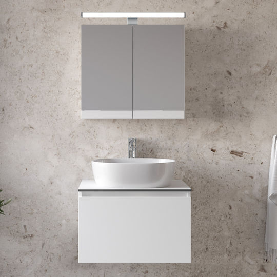 Royal Sevilla 60 White Lacquer 61x46x35cm Countertop Basin Unit Basin Mirror Cabinet