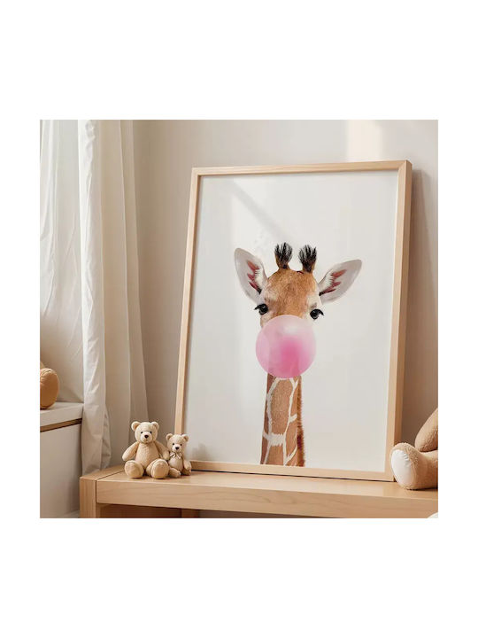 Kids Wall Art Bubble Gum with White Wooden Frame 40x50cm