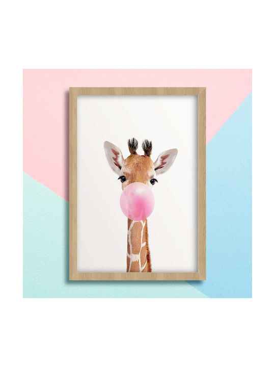 Kids Wall Art Bubble Gum with White Wooden Frame 40x50cm