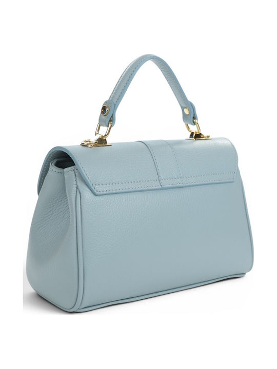 Damen-Ledertasche mit Klappe Light Blue