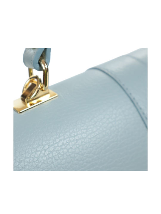 Damen-Ledertasche mit Klappe Light Blue