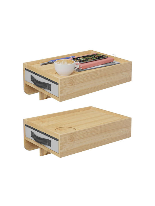Noptiere Dormitor Din Bambus Multicolore 2 Bucăți 26.5x26.5x37cm