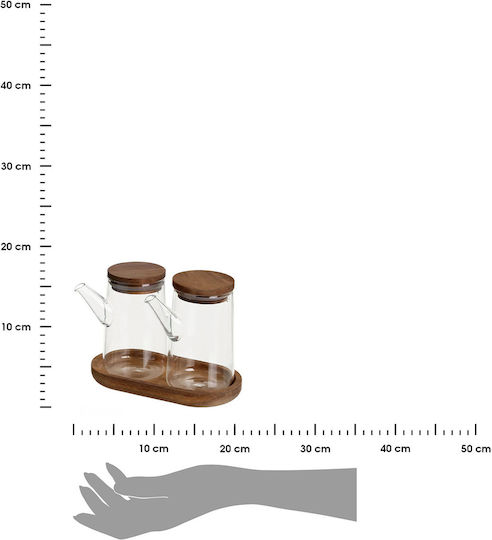 HowHomely Wooden Oil & Vinegar Dispenser Set with Flow 300ml
