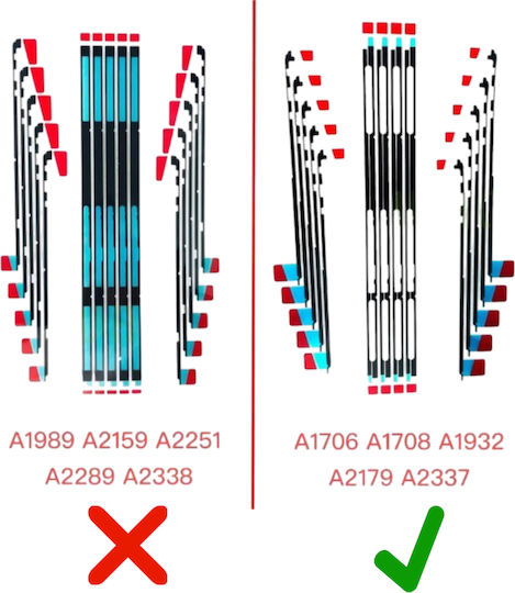 Adhesive Lcd Strips Macbook Air Pro 13" A1706 A1708 A1932 A2179 A2337 5pcs Κωδ.1-apl0232