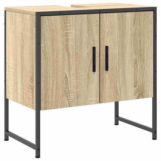 vidaXL Badezimmer Waschtisch-Einheiten Ohne Waschbecken Mit Spiegel & Spalte M50xB12xH60cm Eiche
