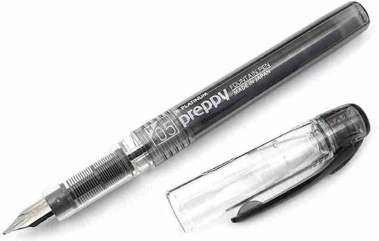 Platinum Preppy Fountain Pen Medium 0.5mm Black Plastic With Black Ink