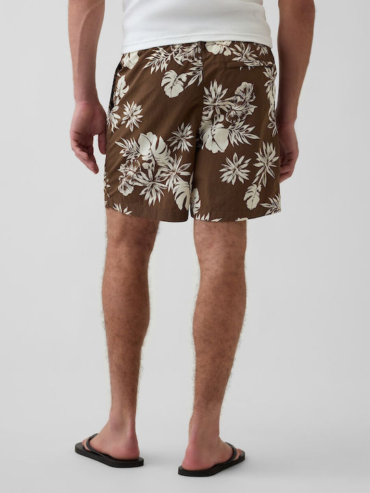 Men's Swimwear Shorts Brown Floral Floral