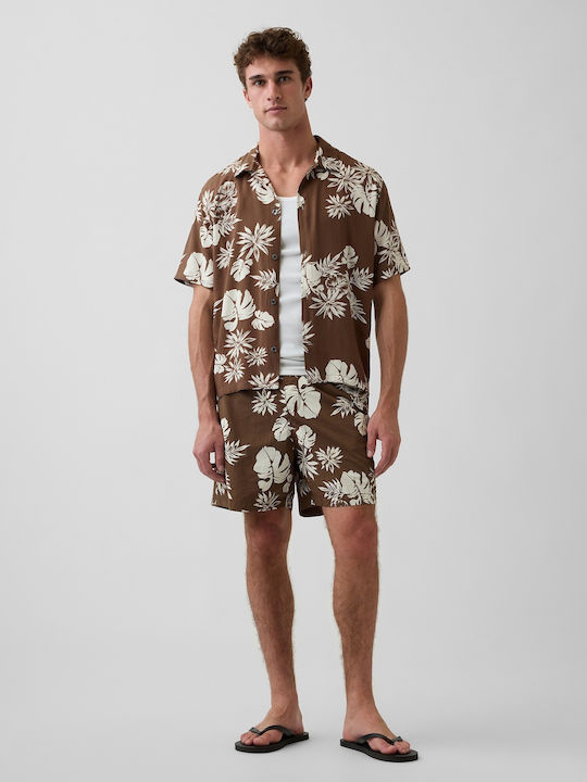 Men's Swimwear Shorts Brown Floral Floral