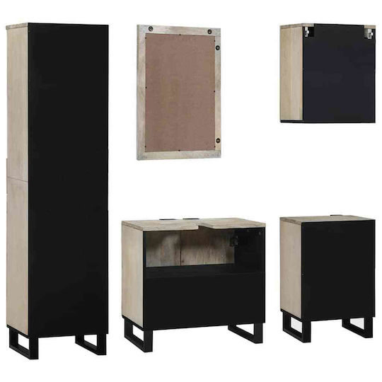 vidaXL Шкаф със Мивка, Огледало & Колона Д38xШ33xВ160см Walnut