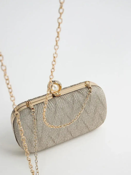 Τσαντάκι Clutch Ανάγλυφο Glitter Χρυσό Μέγεθος One Size Χρυσό