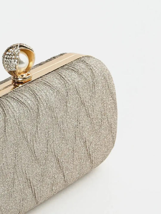 Τσαντάκι Clutch Ανάγλυφο Glitter Χρυσό Μέγεθος One Size Χρυσό
