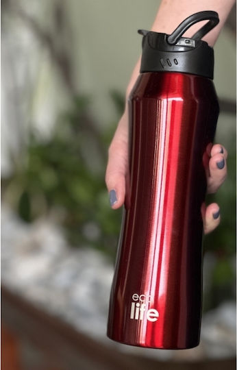 Ecolife Ανακυκλώσιμο Μπουκάλι Θερμός Ανοξείδωτο BPA Free 550ml THERMOS με Καλαμάκι