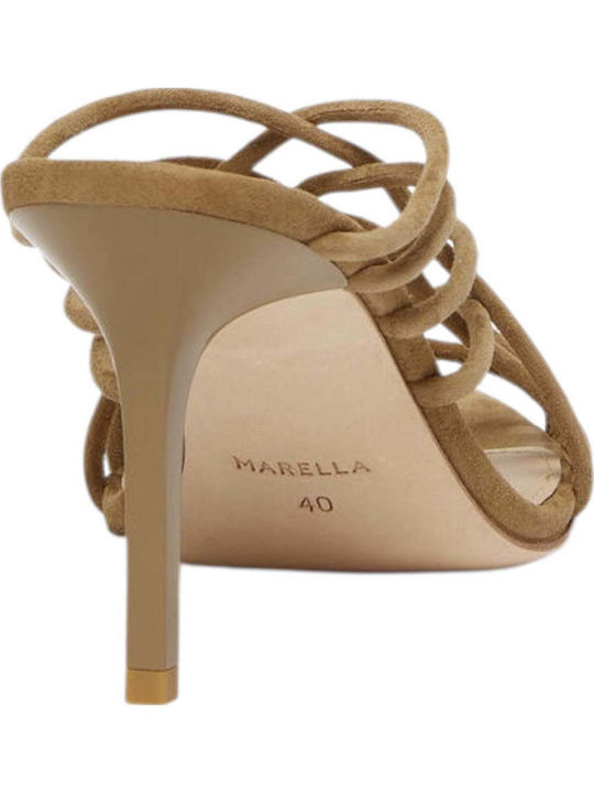 Suede Mules με Τακούνι σε Χακί Χρώμα