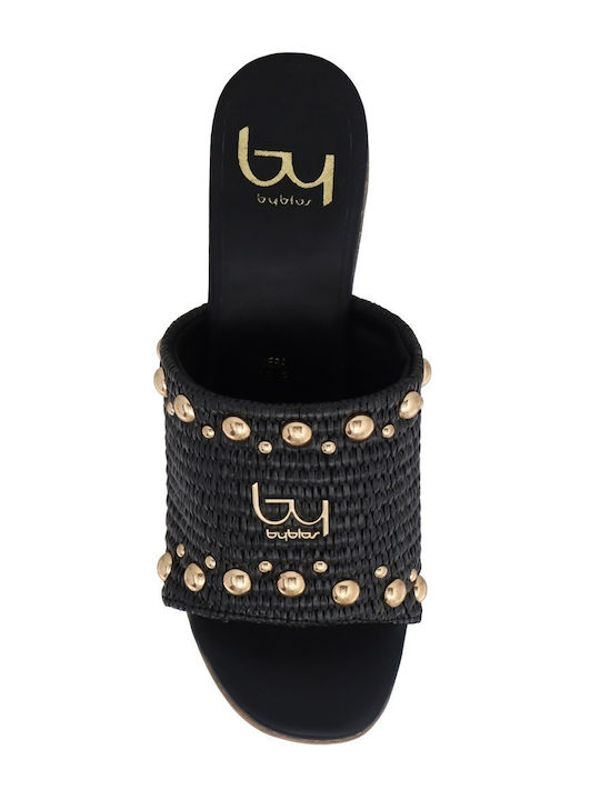 Mules with Chunky High Heel in Black Colour