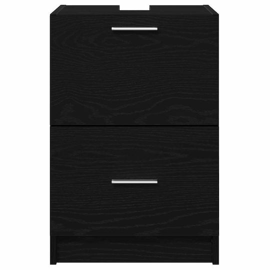 vidaXL Waschtisch mit Waschbecken L40xB37xH59cm Black Oak vidaXL Waschtisch mit Waschbecken L40xB37xH59cm Black Oak