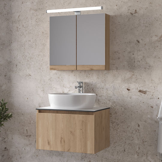 Royal Sevilla 60 Walnuss 61x46x35cm Waschtisch Waschbecken Spiegel Schrank