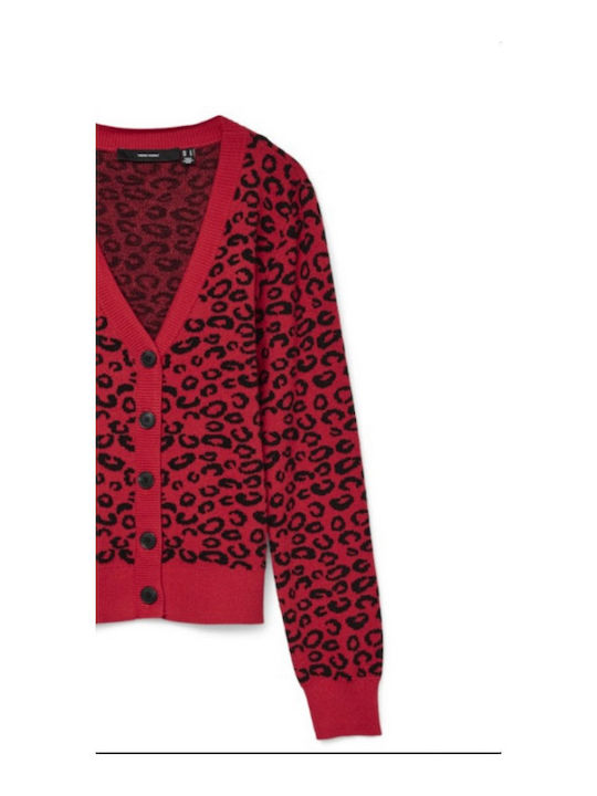 Women's Knitted Cardigan Ribbon Red W Black