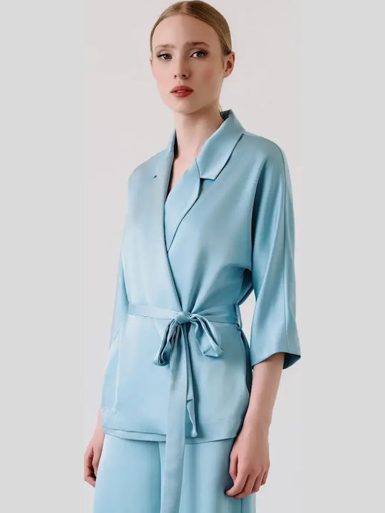 Cardigan Pentru Femei Kimono Albastru Deschis
