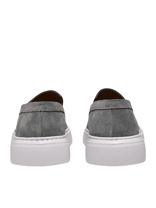 Suede Men's Loafers in Gray Colour