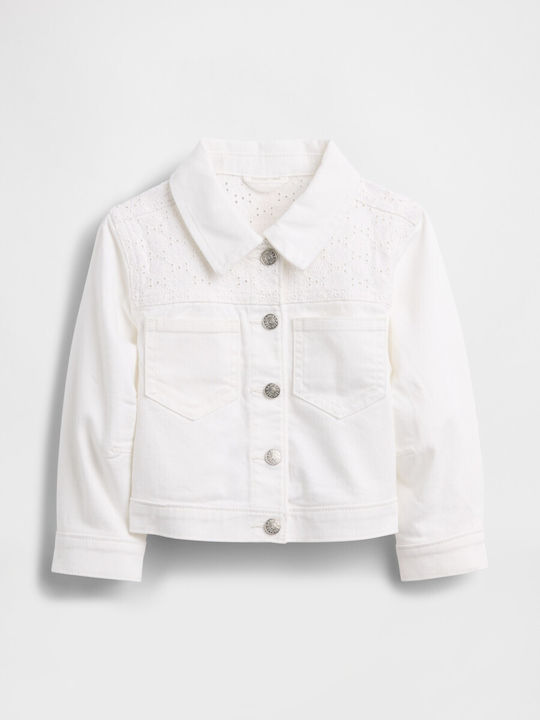 Kids Long Denim Jacket Fresh White