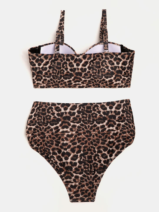 Plus Size Bikini Set High Waist Underwire Animal Print Size 3XL Animal