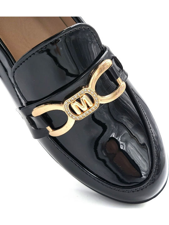 Patent Leather Women's Loafers In Black Color