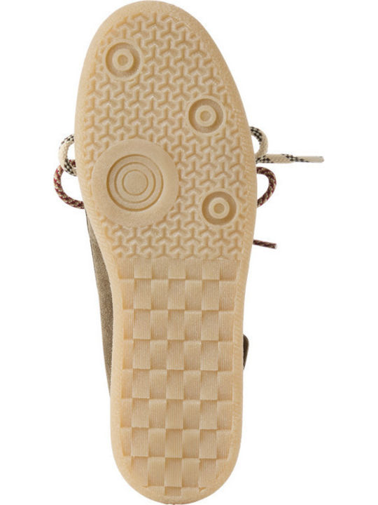 Leather Women's Loafers in Khaki Colour