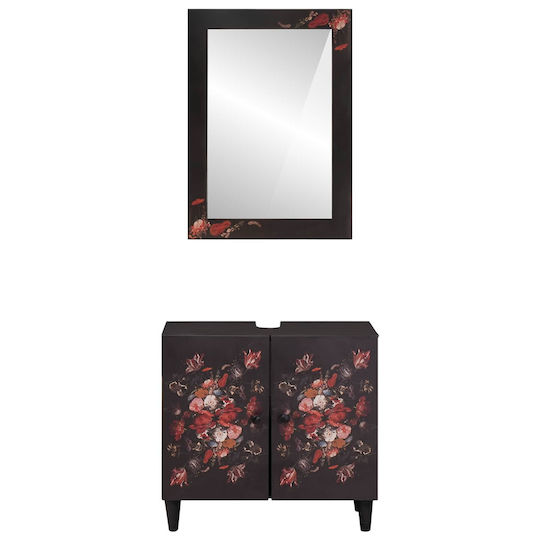 vidaXL Шкаф със Мивка, Огледало & Колона Д62xШ58xВ33см Solid Mango Wood