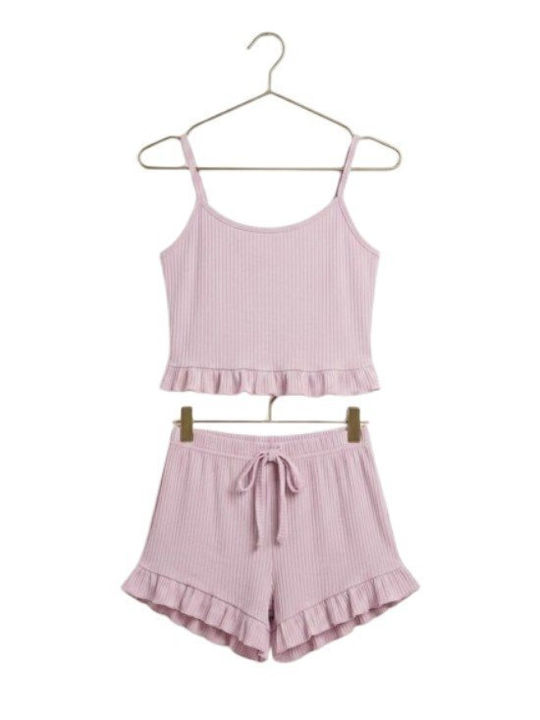 Soccus Set Pijamale Dama De Vară Lila Moale