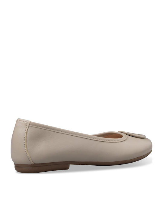 Pantofi Balerini Pentru Femei Din Piele În Culoare Bej