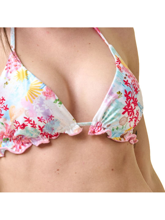 Bikini Triangle Floral Red White Light Blue