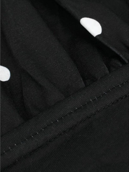 Polka Dot Short Sleeve Nursing Dress Black and White