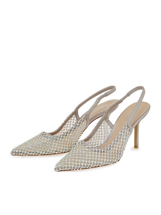 Leather Heels with High Silver Stiletto