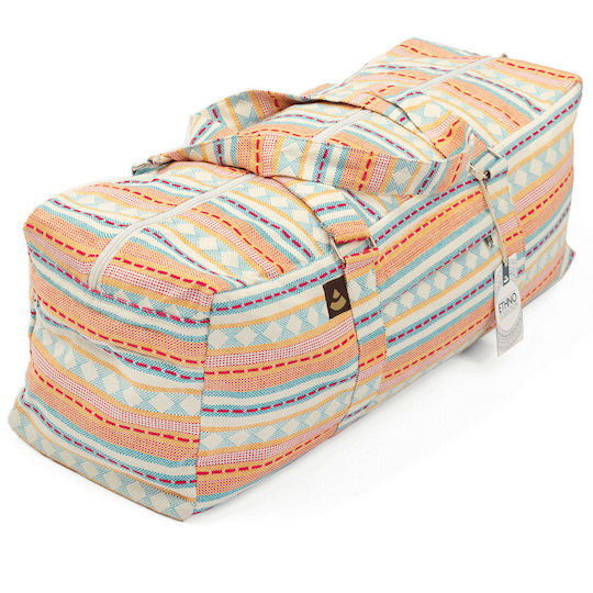 Bodhi Yoga Kit Mat Bag Ethno Yoga Mat Carry Bag Cotton Apricot Light Blue Dimensions 63cm X 20cm X 23cm
