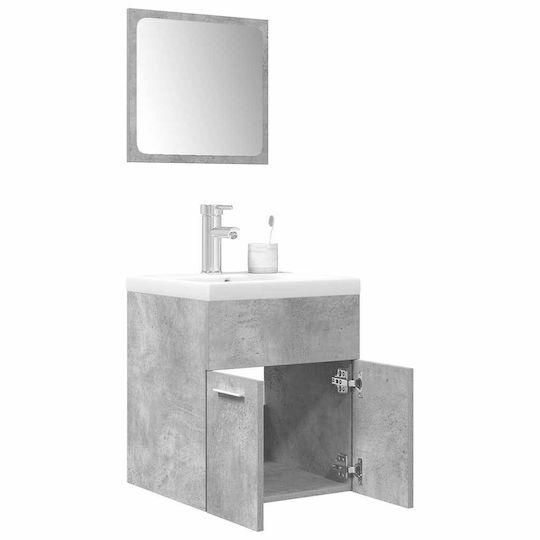 vidaXL Waschtisch mit Waschbecken & Spiegel L42xB18xH39cm Grey Concrete