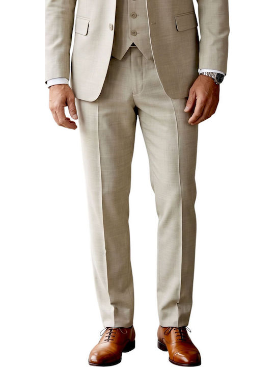 Herrenanzug Mit Weste Beige